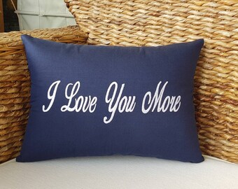 30% Sale I Love You More, Personalized His and Hers Cushion, Valentine Love, Valentine gift, Anniversary, Wedding Gift, couples Pillow,