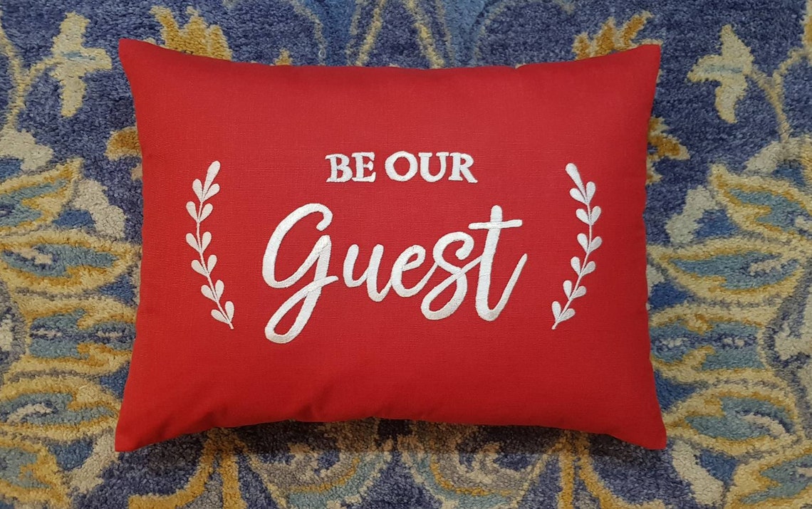 Embroidered Be Our Guest Pillow Guest Room Pillow 30 off Etsy