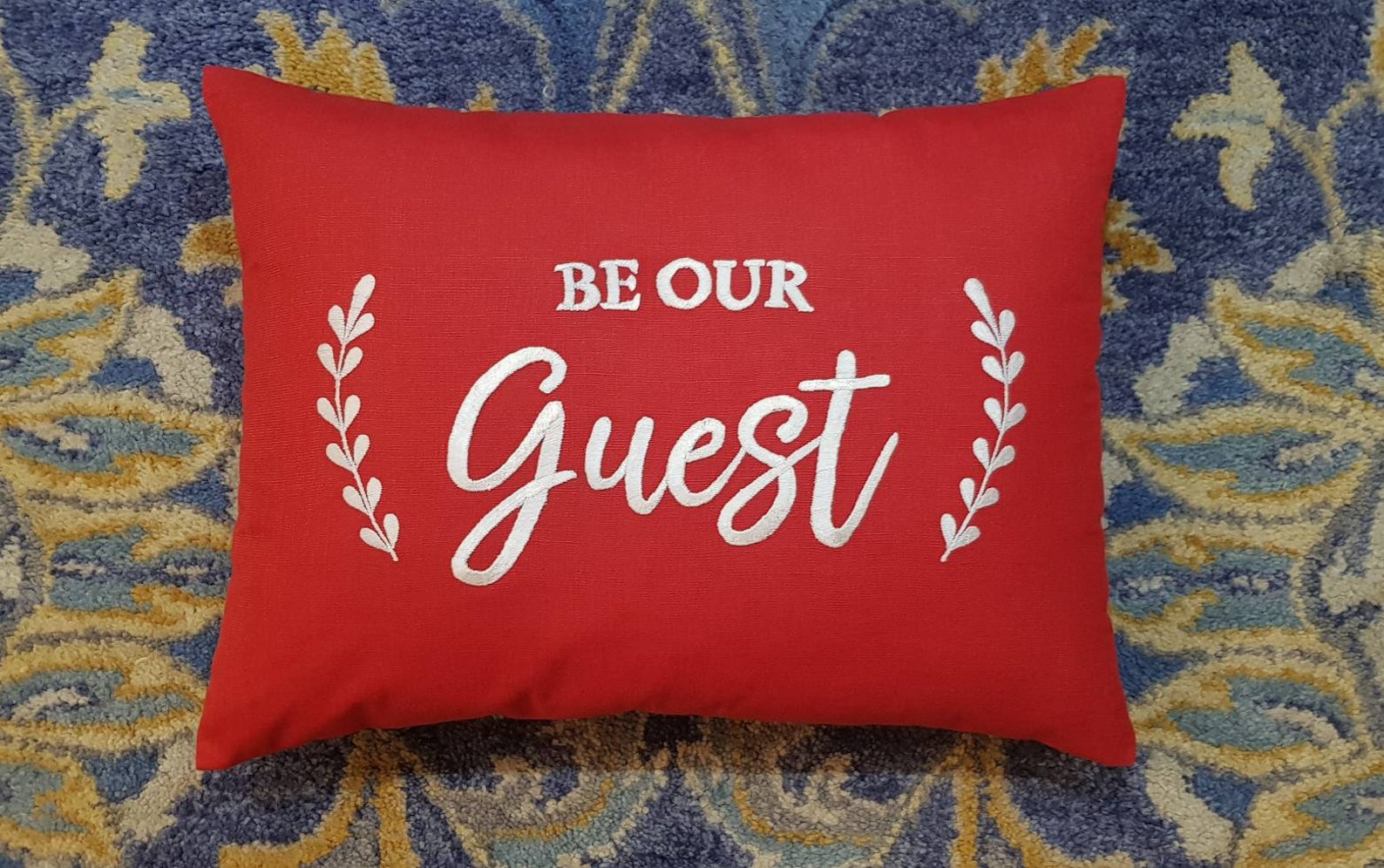 Embroidered Be Our Guest Pillow Guest Room Pillow 30 off Etsy