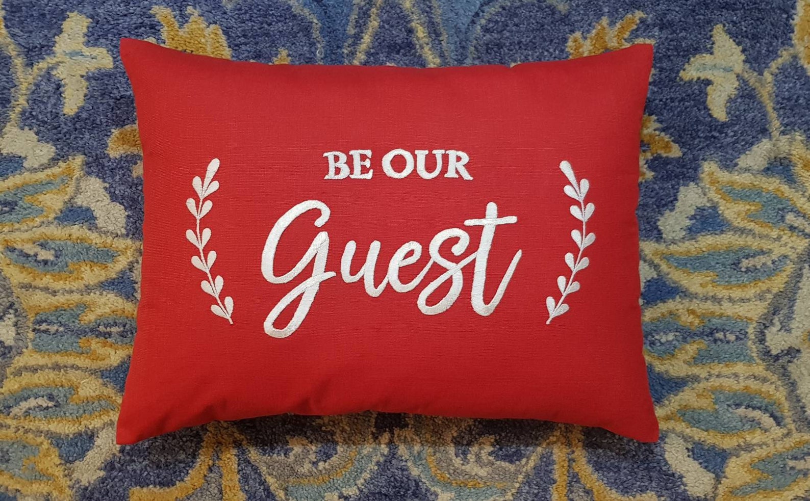 Embroidered Be Our Guest Pillow Guest Room Pillow 30 off Etsy