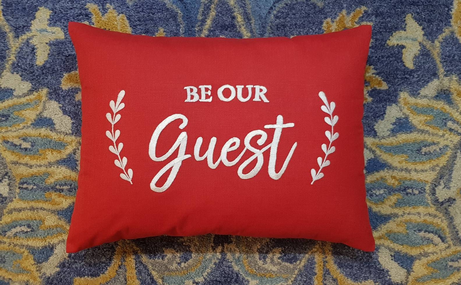Embroidered Be Our Guest Pillow Guest Room Pillow 30 Off Etsy