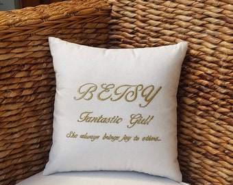 30% OFF Personalized Name Embroidered Pillow, Last Name Pillow,Mother's Day Gift, Birthday Gift, Anniversary Gift,Newlywed, Wedding Gift
