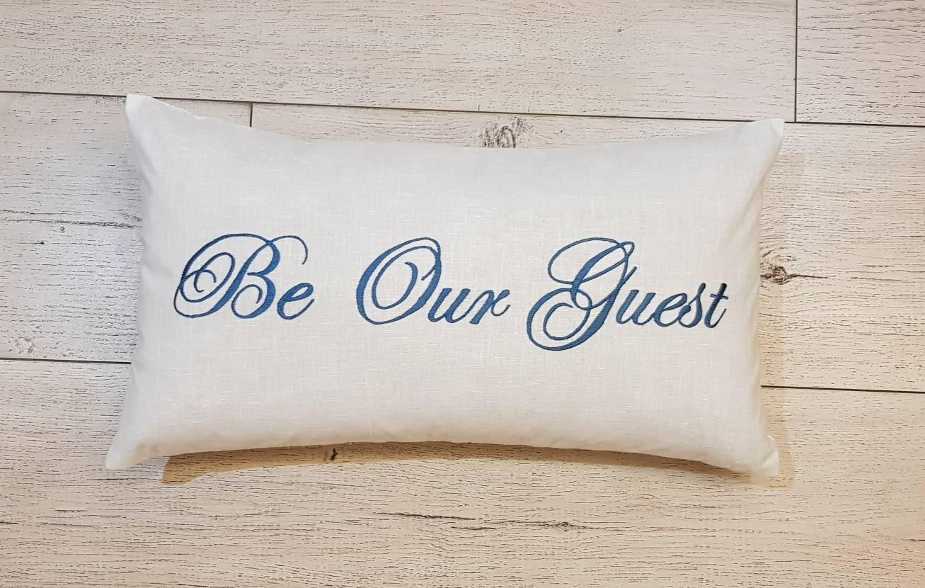30 Off Embroidered Be Our Guest Pillow Guest Room Pillow Etsy