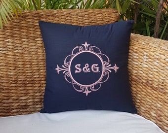 30% SALE Personalized Initials Pillow, Couples Initials Pillow,Embroidered Anniversary Gift, Wedding Decor, Monogram Pillow