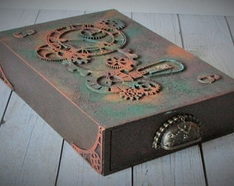 Schubladenbox, Aufbewahrungsbox, Schreibtisch-Utensilie, Schubladenbox im Steampunk-Stil