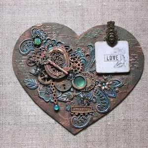 Wall Decoration &quot; Heart &quot;, Mixed Media Art, Residential Acesoires,