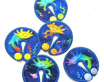 G Tube Covers: Cotton Tubie Pad set of 5, axolotl design fabric