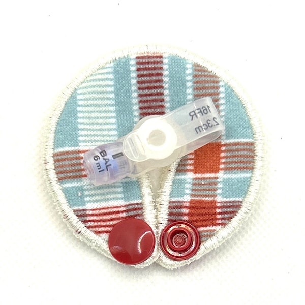 Tubie pad | GTube cover | Pale blue cream and burgundy plaid flannel