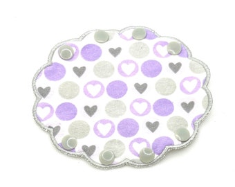 Feeding tube port cover | Tubing extension wrap | lavender and gray heart design flannel