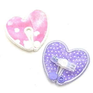 Tubie pad set | GTube covers | Heart shape | purple and pink flannel fabric
