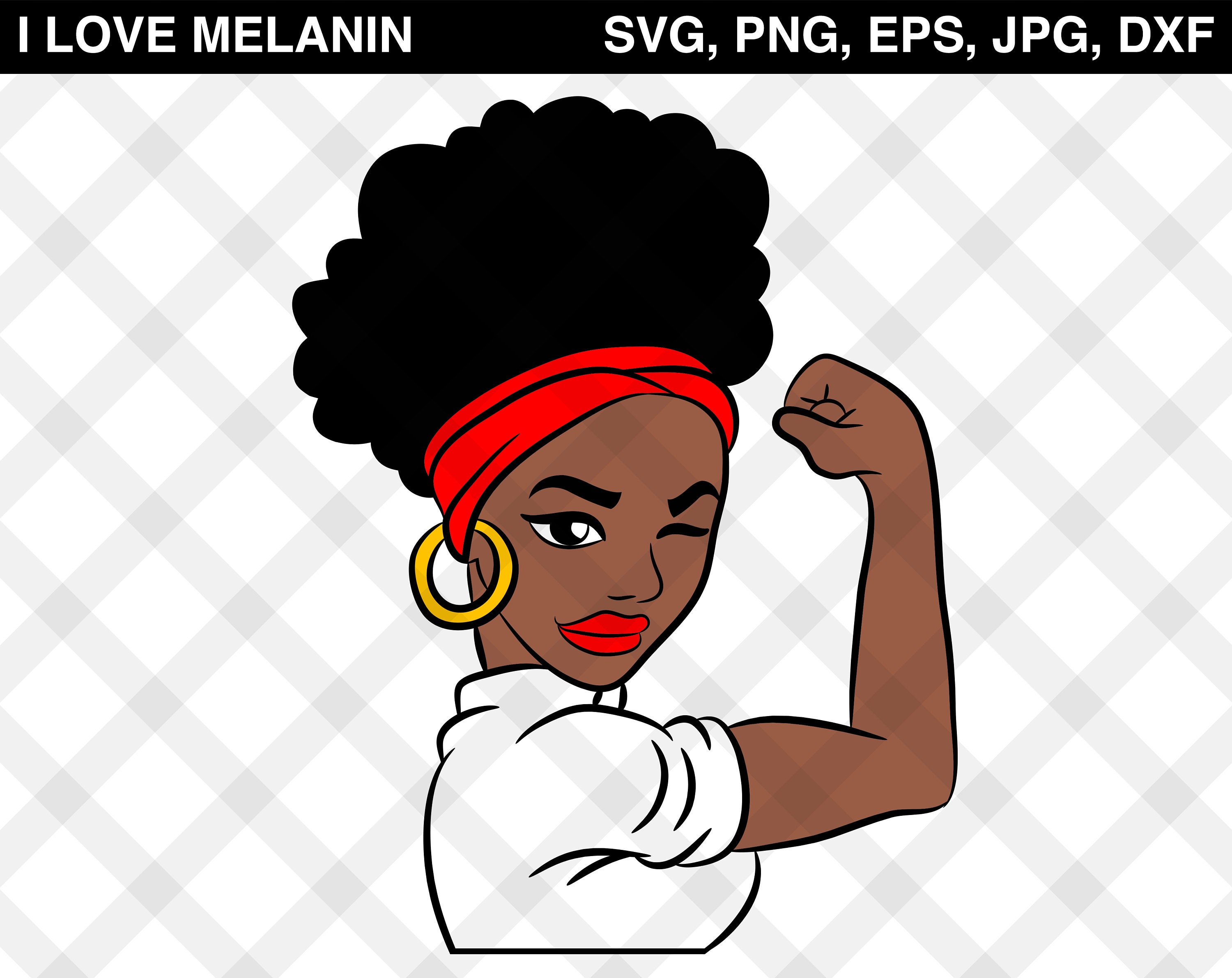 Download Strong Afro Girl SVG Vector Png Eps Jpg Dxf Silhouette | Etsy