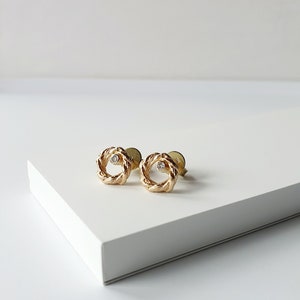 Ohrstecker Roségold 585 mit Brillant, runde, kreisförmige moderne Ohrringe, Diamant Hochzeitsschmuck