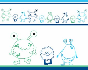 Textildruck-Set "Monster" blau