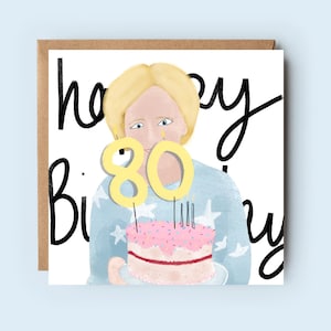 80 | quatre-vingts | Mary Berry | Gâteau d'anniversaire | GBBO | carte d'âge | carte numérique | carte d'anniversaire | Anniversaire amusant | pour elle | Joyeux anniversaire