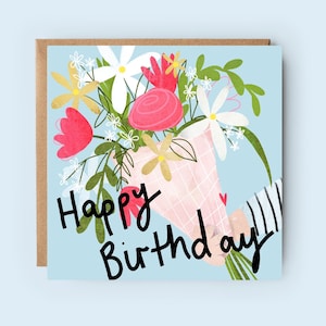 Mazzo di fiori / Biglietto d'auguri / Buon compleanno / Fiori di compleanno / Per la nonna / Per lei / Per la mamma / Per un'amica