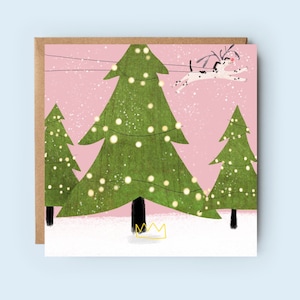 Weihnachtskarte | Hund Karte | Christliche Karte | Schrift Karte | Vers-Karte | Weihnachtsbäume Karte | Rentier