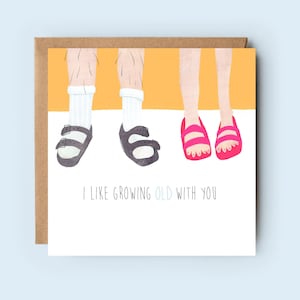 Samen oud worden | Sokken en sandalen | Jubileumkaart | Valentijnskaart | Liefdeskaart | Yay-kaart | Voor hem | Voor haar | Gefeliciteerd