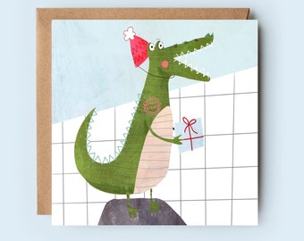 Birthday Card | Birthday Cake | Happy Birthday | Snappy Birthday Crocodile | Party Hat | For Him | For Her | Children