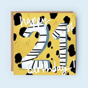 21 | Vingt et un | carte d'âge | carte numérique | carte d'anniversaire | imprimé léopard | Imprimé animalier | Fêtard | Joyeux anniversaire | Sauvage