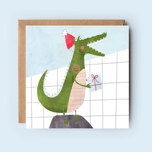 carte d'anniversaire | Gâteau d'anniversaire | Joyeux anniversaire | Crocodile d'anniversaire vif | Chapeau de fête | Pour lui | pour elle | Enfants