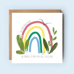 Dedicatoria / Tarjeta Bebé / Tarjeta Dedicatoria Bebé / Bautizo / Bautismo / Tarjeta Cristiana / Para Él / Para Ella / Niños / Arco Iris / Unisex
