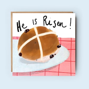 Er ist auferstanden | Hot Cross Brötchen | Osterkarte | Christliche Karte | Glaube Karte | Kirche Karte | Yay Karte | für Ihn | Für Sie |