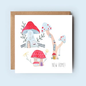 Nouvelle maison | Carte Champignon | Félicitations | Jour du déménagement | champignons | Échelle de propriété | Nouvelle maison