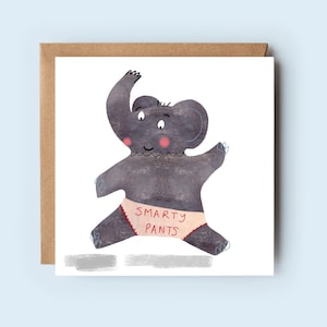 Congratulations Card Well done Smarty Pants New Job You've passed Elephant Card For Him For Her Children Graduation Card image 1