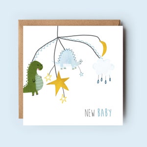 Nieuwe babykaart | Nieuwe ouders | dinosaurus | jongetje | baby mobiele kaart | Yay-kaart | Voor hem | Kinderen |
