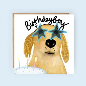 Garçon d'anniversaire | Chien d'arrêt | Golden retriever | carte d'anniversaire | Chien d'anniversaire | Amoureux des chiens | Joyeux anniversaire | Pour lui | Enfants