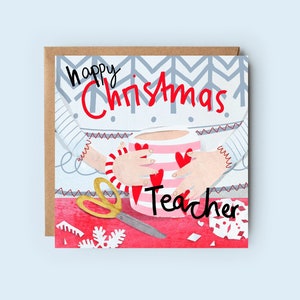 Feliz Navidad para maestras / Tarjeta navideña / Feliz Navidad / Tarjeta para maestras / Chocolate caliente / Manualidades navideñas / Maestras de primaria / Maestras