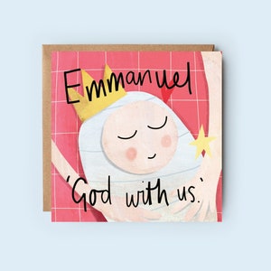 Kerstkaart | Emmanuel | God met ons | Maagd Maria | Baby Jezus | Koning Jezus | Christelijke kaart | Leuk | Kerststal