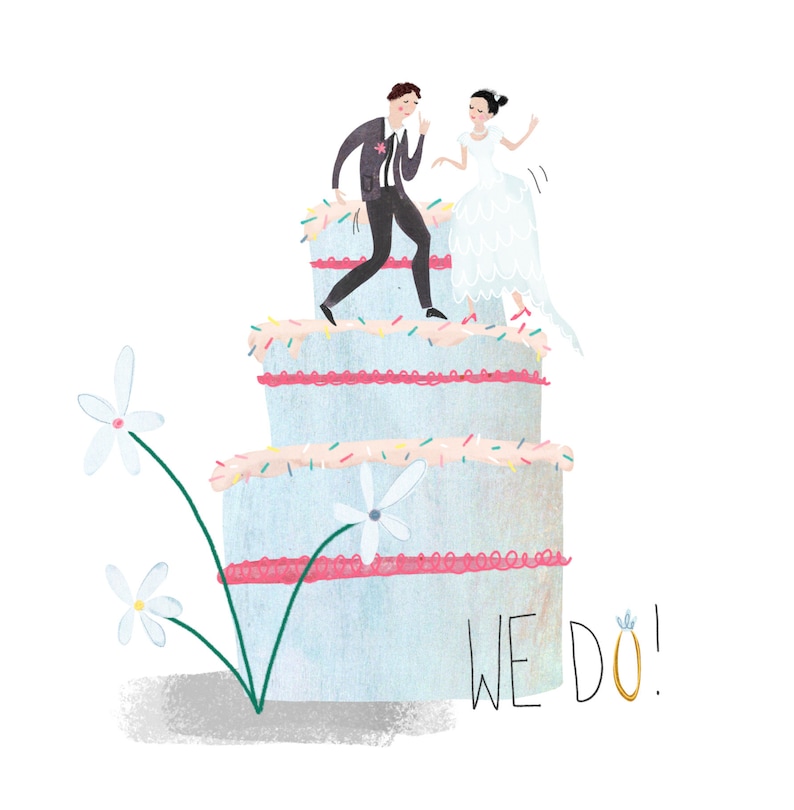 Wedding Card Wedding Cake I do Card Mr and Mrs Husband and Wife Newlyweds Congratulations Wedding Day Happy Couple Married image 2