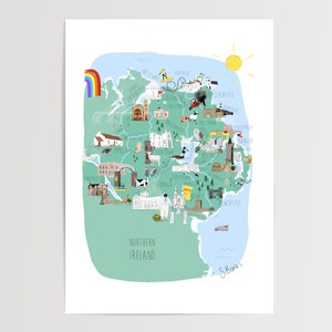 Mapa de Irlanda del Norte / Mapa local / Mapa pf Irlanda del Norte / Mapa del Reino Unido / Mapa de la costa norte / Mapa de Armagh / Belfast / Mapa ilustrado / Educativo