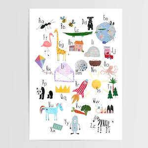 A-Z Nursery | A-Z Alphabet Print | Wall Art | Children&#39;s Art | Kids room | Educational | Identification Chart | Poster