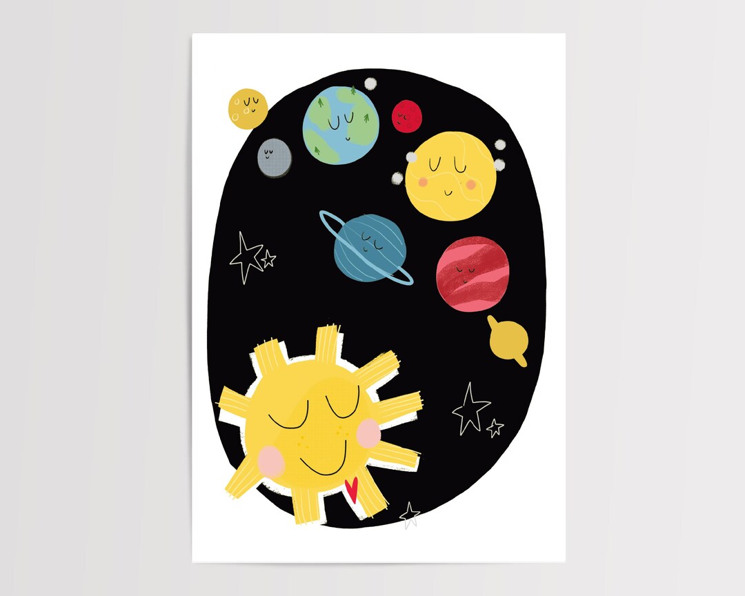 Solar System Space Print | Nursery | Wall Art | Children's Art | Kids ...