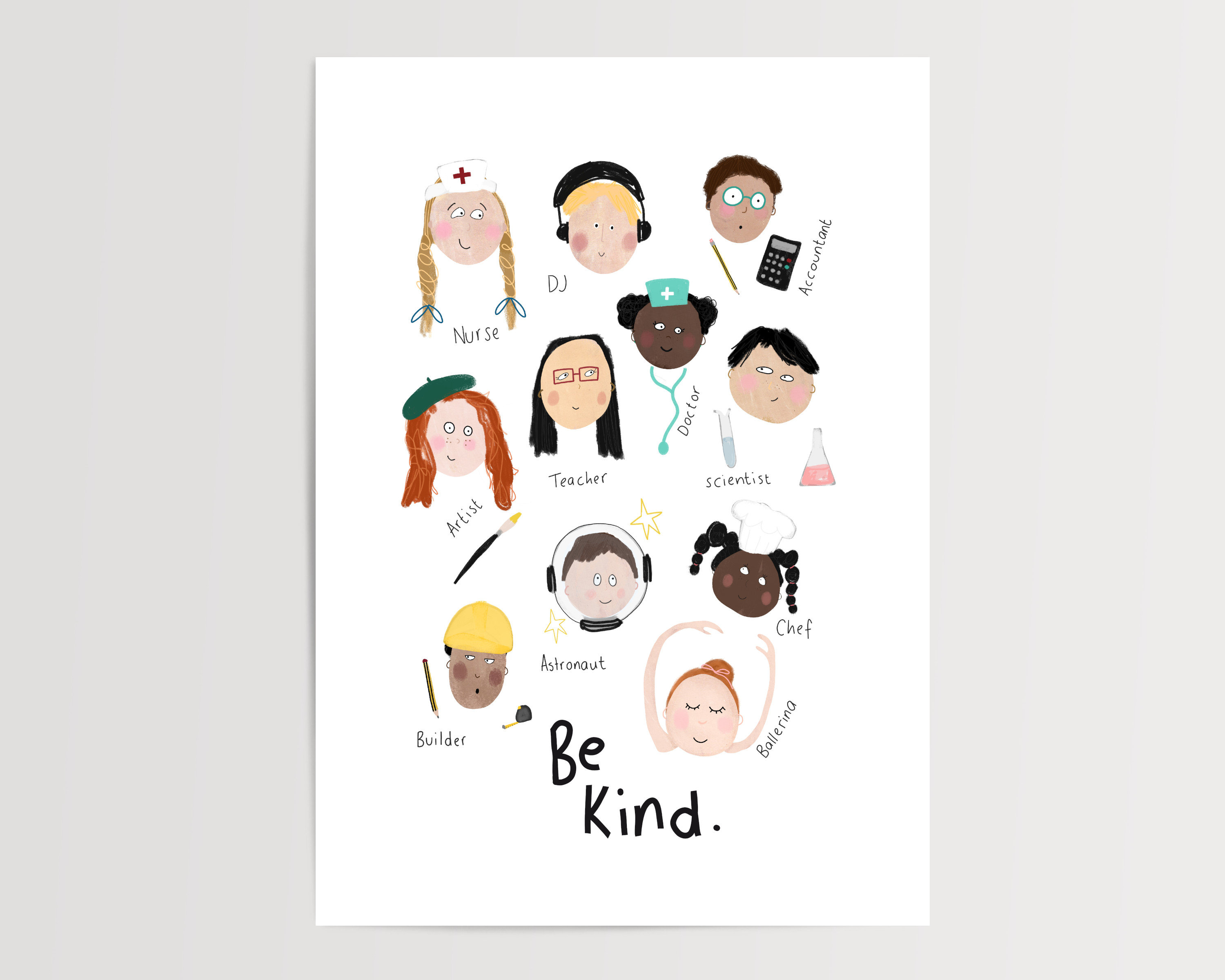 Be Kind Print | Nursery | When i grow up | Occupations Print | Career | Wall Art | Children's Art | Kids room | Educational | Poster