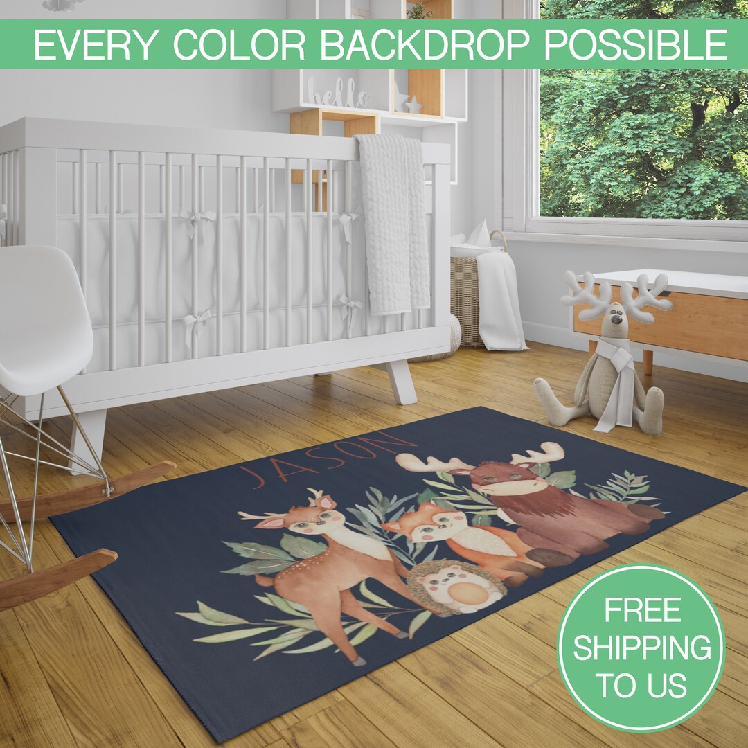 Woodland Nursery Rug Woodland Animal Kids Carpet Carpet for Etsy