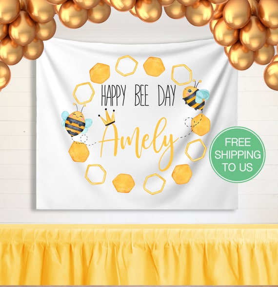 Bee Day Party Backdrop, Bumble Bee Birthday, Bee Birthday Party  Decorations, Bumble Bee Party Banner, First Birthday 