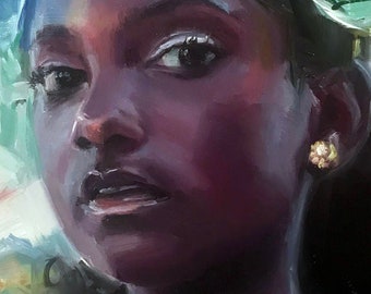 Beautiful Girl Oil Painting "Kheris Rogers" - Hand Painted Portrait