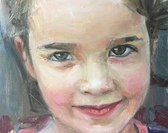 Bellissimo bambino dipinto ad olio "Sweet Face" - Ritratto dipinto a mano