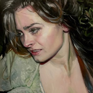 Beautiful Woman Oil Painting Katie in the Woods Hand Painted Portrait image 2
