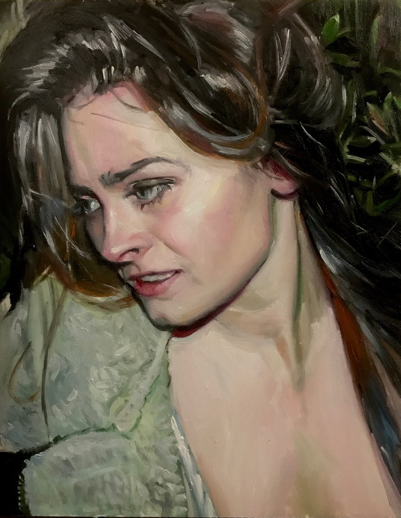 Beautiful Woman Oil Painting Katie in the Woods Hand Painted Portrait image 2