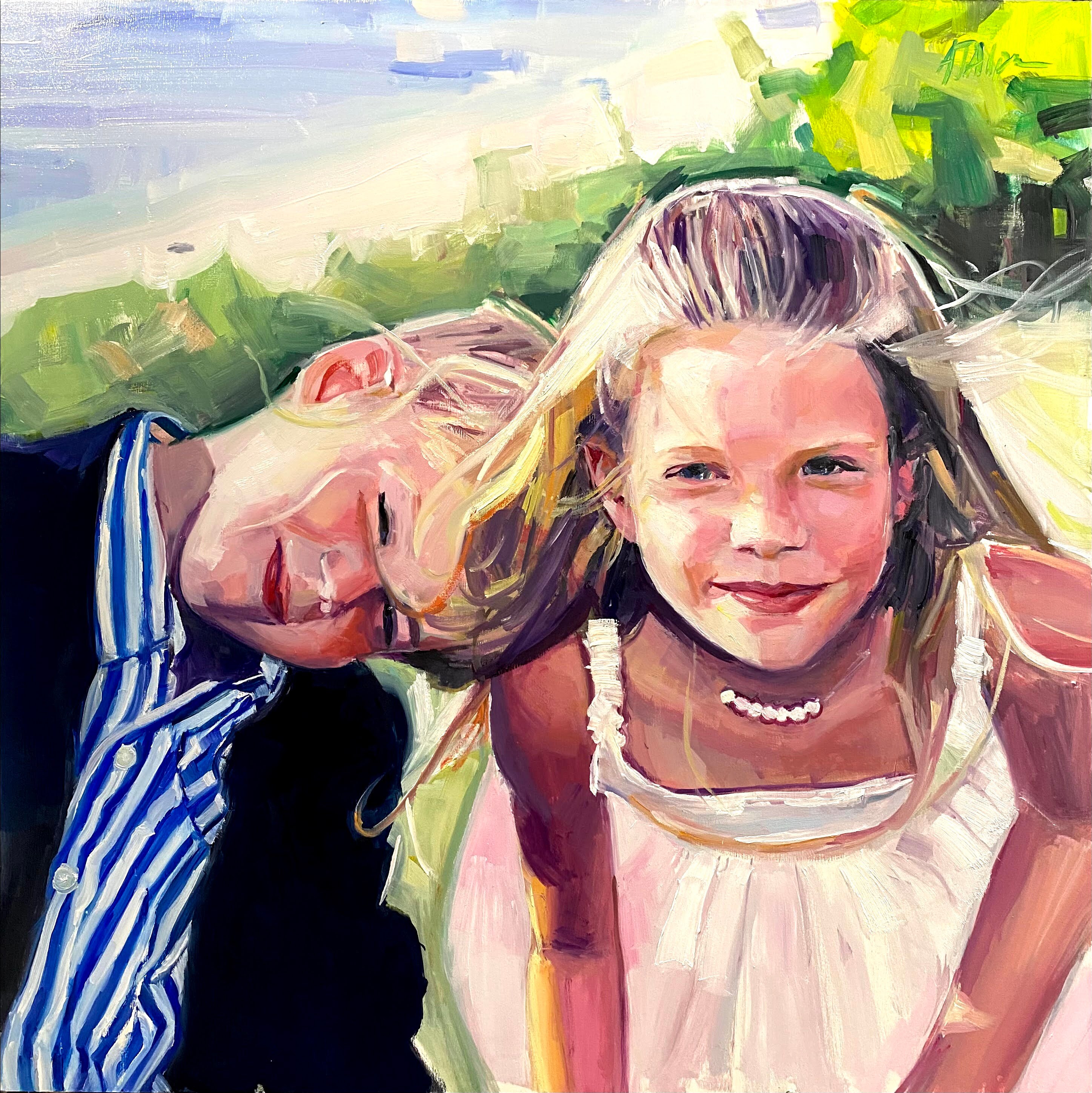 Family portrait Children portraits painting Mother’s Day Custom
