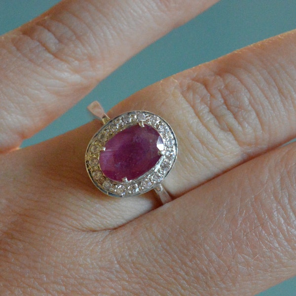 Bague rubis en argent ruby silver ring