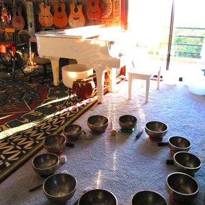MASTER SET Handmade 12 Full Moon Singing Bowls from the Himalayas:  A A# B C C# D D# E F F# G G#  ~  Free shipping!