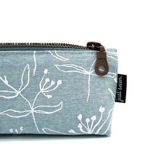 Pencil case/pen case Floral light blue Metal zipper image 4