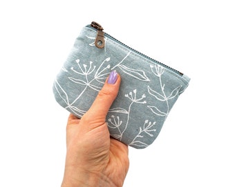 Small zippered bag | Floral Light Blue | Tampon bag coin bag