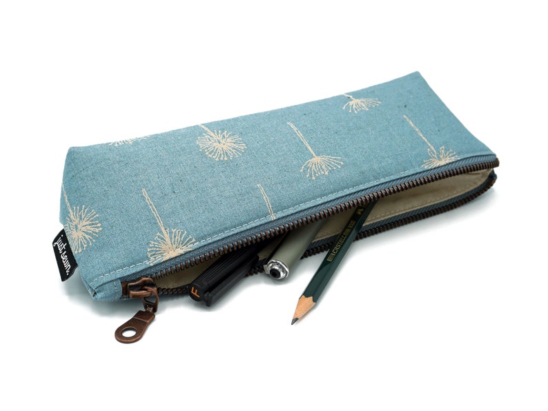 Pencil case/pen case Dandelions light blue Metal zipper image 2