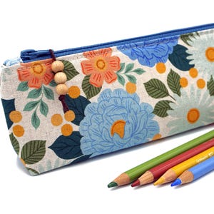 Pencil case/pencil pouch &quot;Roses&quot; | Light blue mint | floral